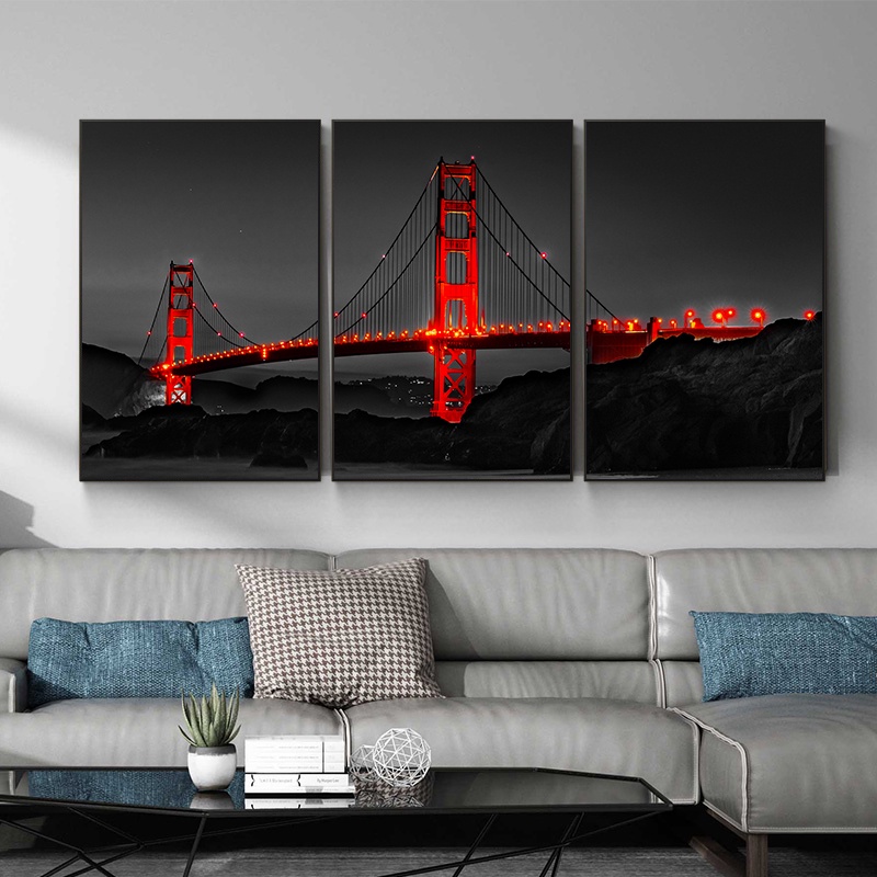 Modern Golden Gate Bridge Canvas Painting Unframed City Landscape ...