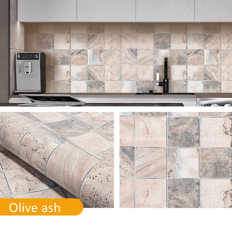 Thicken Mosaic Waterproof Kitchen Oil Repellent Wallpapers Bathroom
