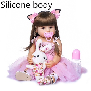 Boneca Bebê Reborn Doll Corpo de Silicone Pode Tomar Banho Com Chupeta  Magnetic Presentes De Natal Para Crianças Enviar Do Brasi