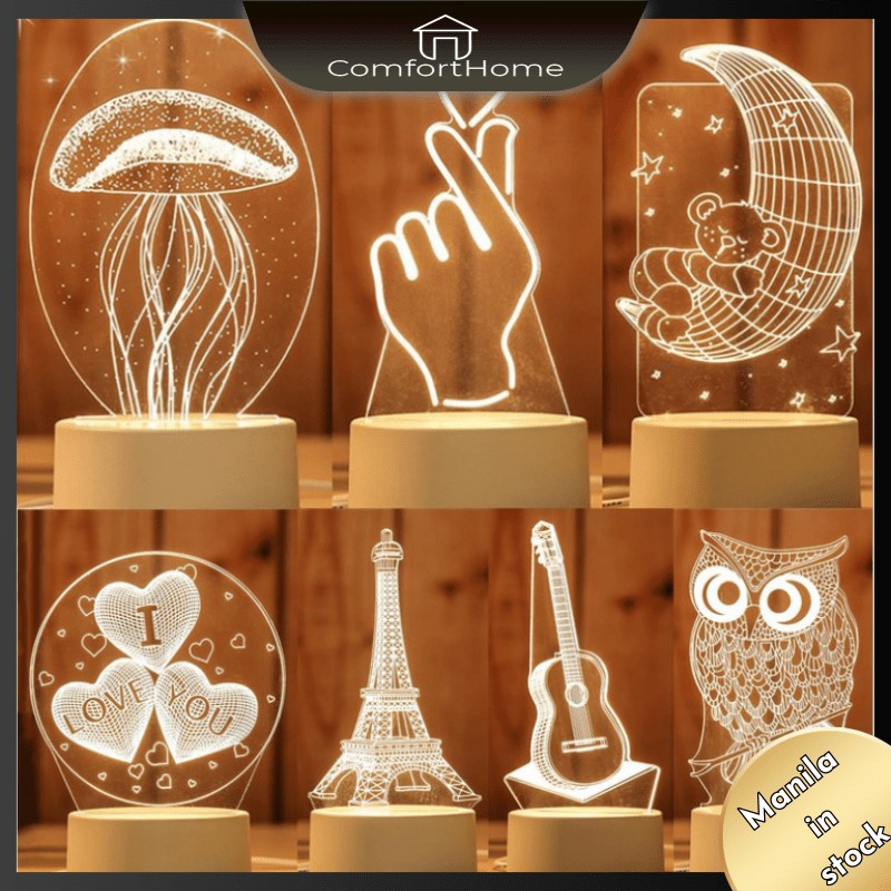 S014 COD 3D energy-saving night light led decorative table lamp bedroom ...