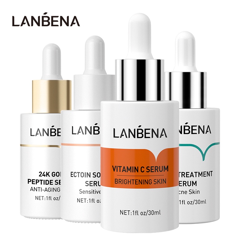 LANBENA 30ml Moisturizer Serum Set Vitamin C Whitening 24K Gold Peptide ...