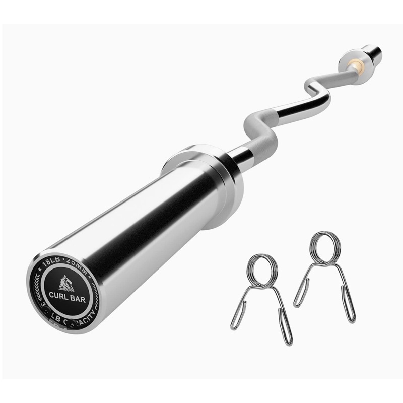 Lionscool EZ Curl Bar, Olympic Curl Bar 2 Inch with 2 Barbell Collars ...