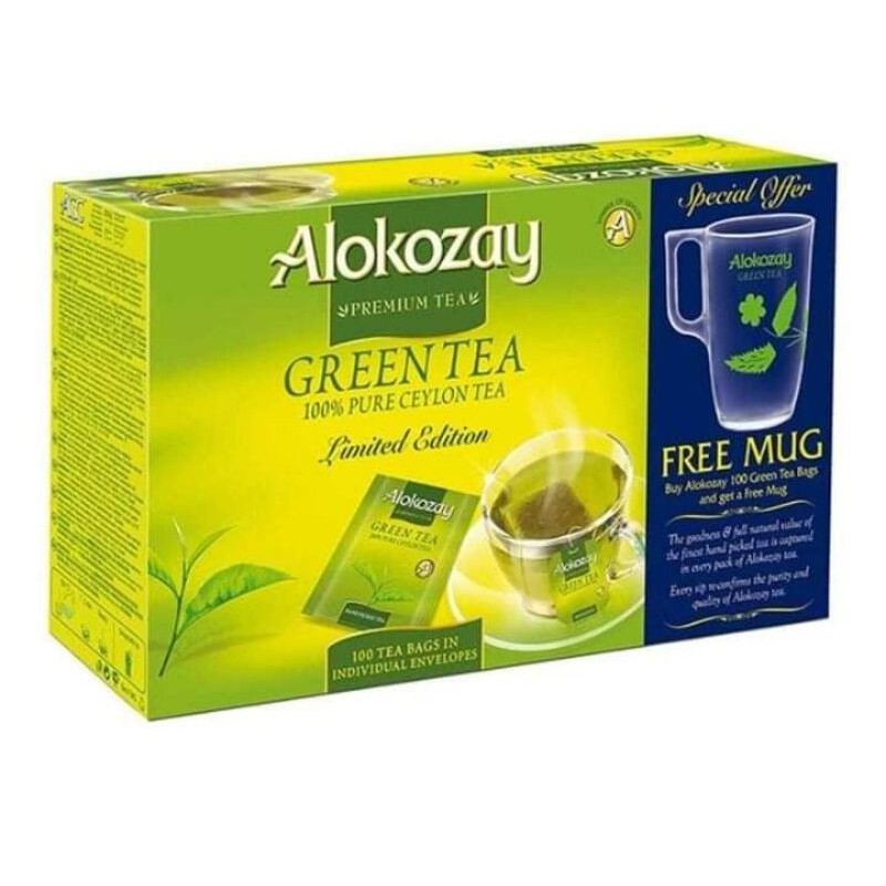Alokozay Premium Green Tea Limited Edition (100 tea bags) WITH FREE MUG