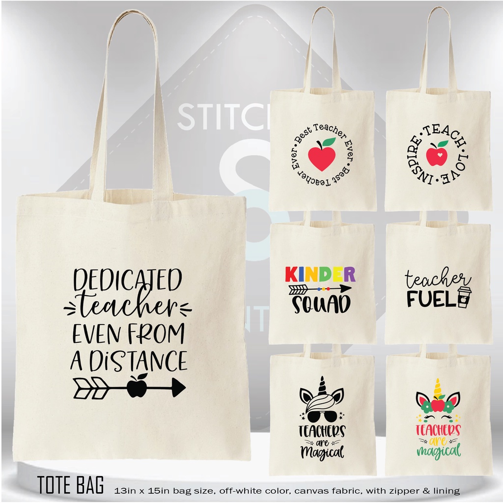 S&P Tote Bag Teacher (13x15in Canvas) Without Zipper | With Zipper ...