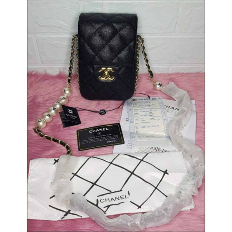 ziya30 # chanel phone wallet with pearl sling bag