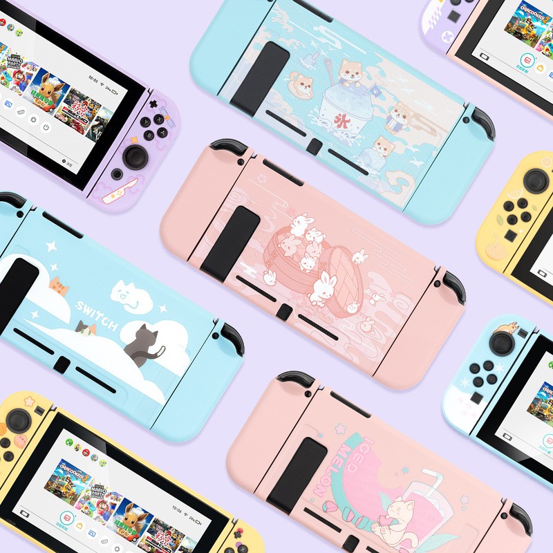 GeekShare Nintendo Switch OLED Case Strawberry Rabbit Theme TPU