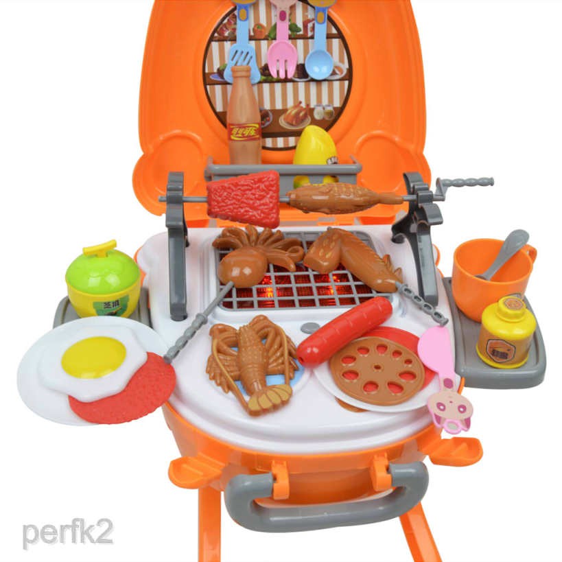 40pcs Barbecue Grill Bbq Pretend Play Toy Kitchen Play Food Set For