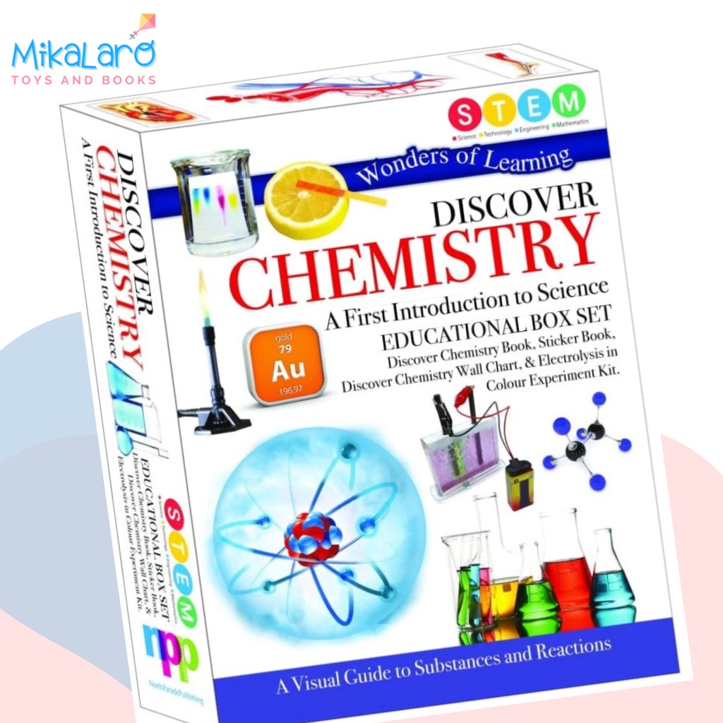 Wonders of Learning STEM Box SetChemistry Includes Book, Sticker Book, Wall Chart, Experiment