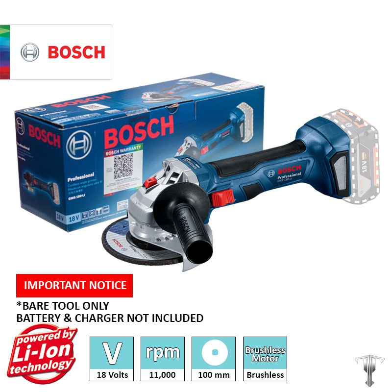 Bosch Gws 180 Li Professional 18 V Brushless Cordless Angle Grinder 4