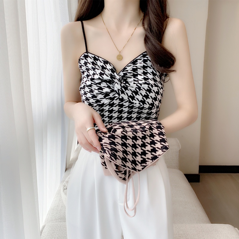 V Neck Ribbed Knitted Croptop Sando Camisole Korean Women Off Shoulder Sexy Crop Toptop Selling