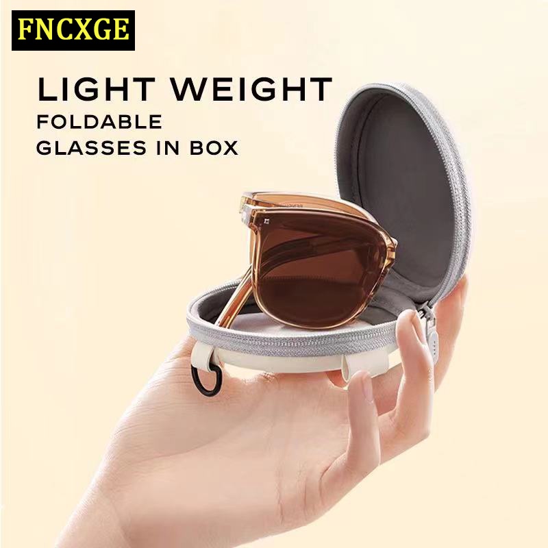 FNCXGE Foldable sunglasses women men ultra light with UV proof and sun proof air cushion for hipster girls male With Box