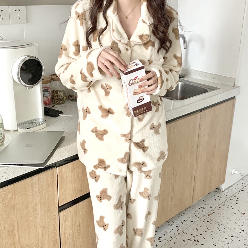 Korean Style Pajamas Breathable Cotton Bear pajamas Winter Explosions ...