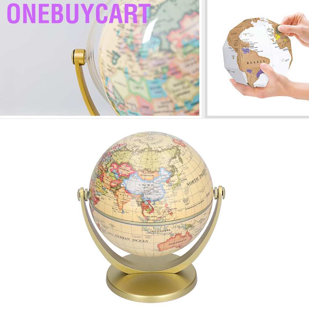 Onebuycart Mini World Map Globe English Edition Desktop Rotating Earth Geography Teaching Tool