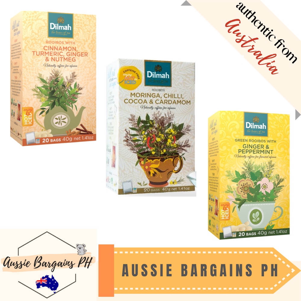 Dilmah Rooibos Tea 20pk Ginger & Peppermint, Cinnamon Turmeric