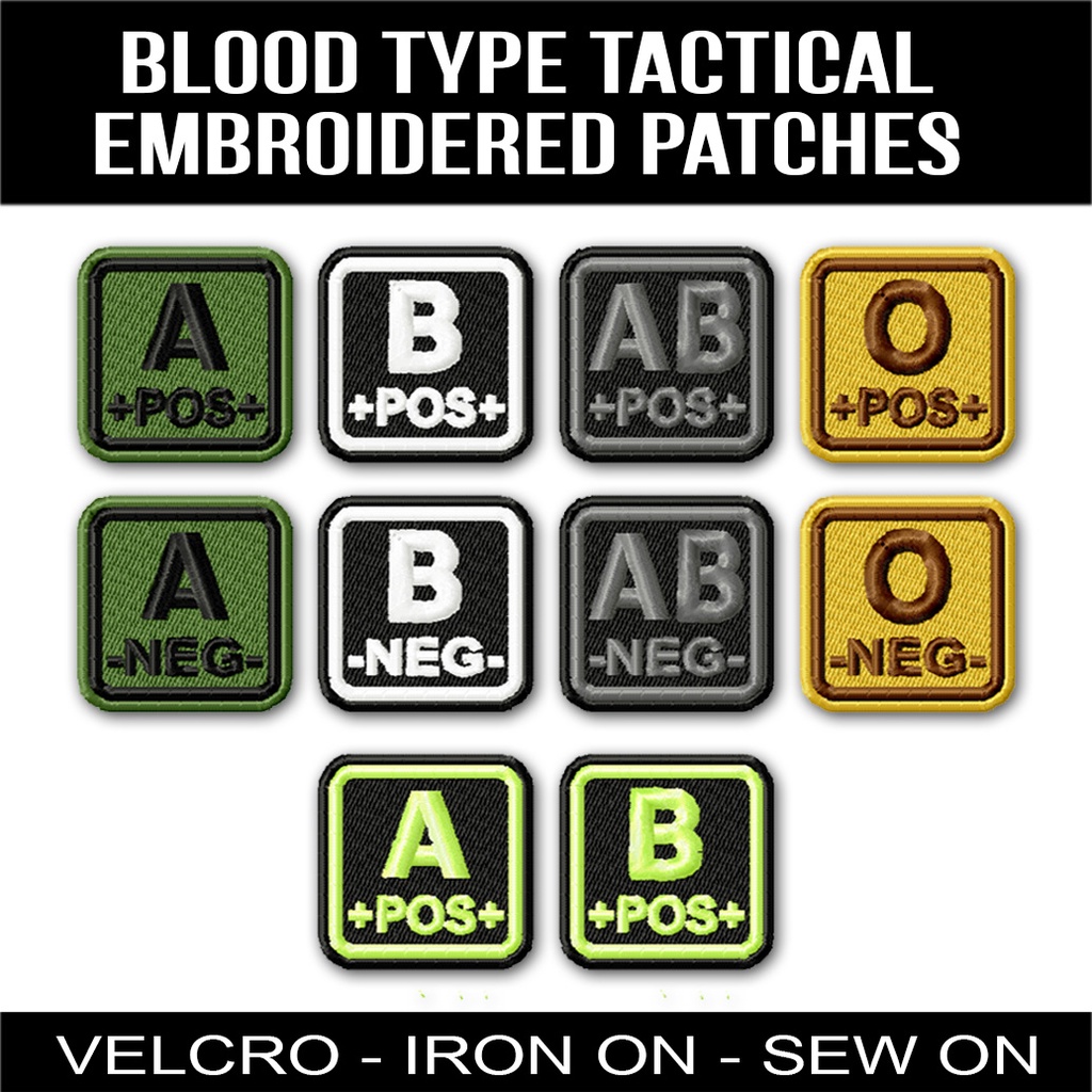 BLOOD TYPE TACTICAL EMBROIDERED PATCHES - VELCRO (MAGIC TAPE) | Shopee ...