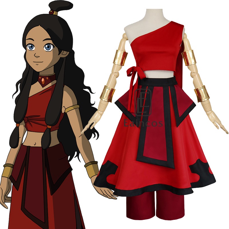 Anime Avatar The Last Airbender Katara Fire Nation Cosplay Costume ...