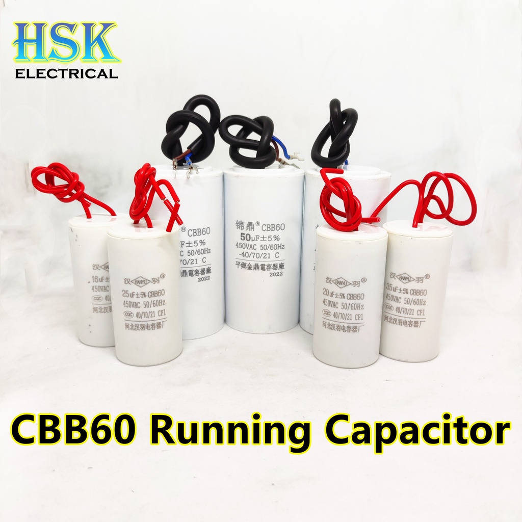 Running Capacitor CBB60 450VAC 6uF 8uF 10uF 12uF 16uF 20uF 25uF 30uF 35uF 40uF 50uF 60uF