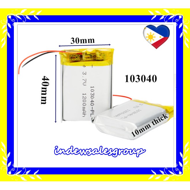 37v 103040 1200mah Lipo Lithium Polymer Rechargeable Battery Shopee Philippines 6382