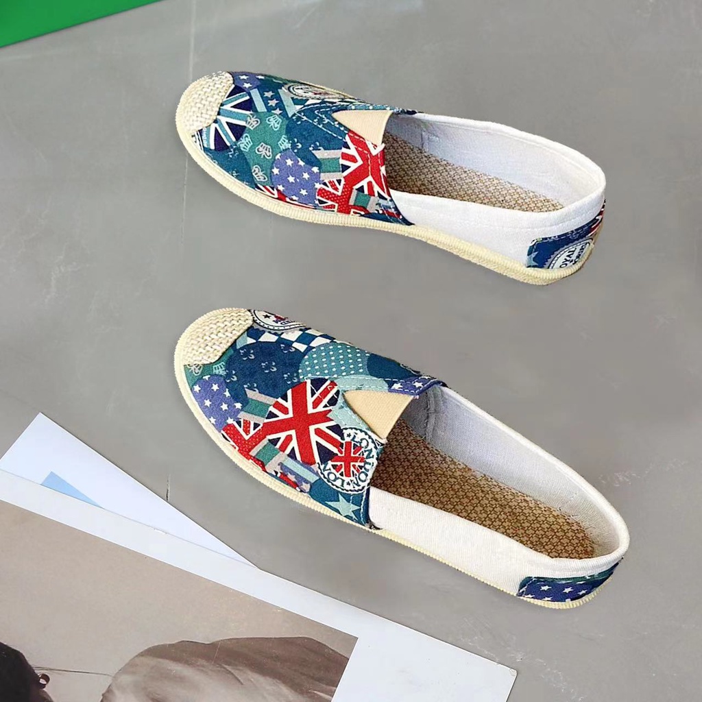 New Korean Espadrille Printed Shoes Loafers For Women Shopee Philippines