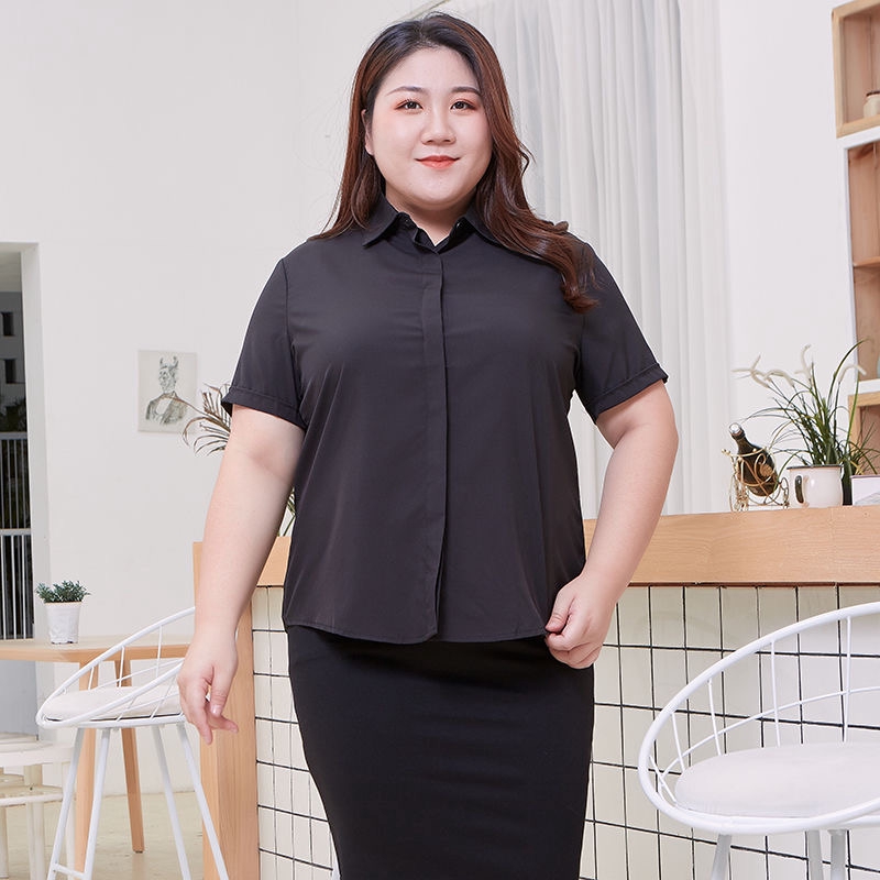 45 130kg M 8XL 2Colors Women Plus Size Short Sleeve White Office Shirt Summer Office Blouse Large Size Big Loose Blouse Fat Size Formal Office Wear Office Top Shirt OL Work Wear Business Attire Blouse...