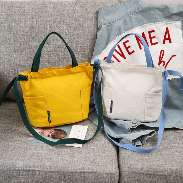 No.45 Korean design canvas bag 2 handle Katsa Sling Bucket bag Shoulder