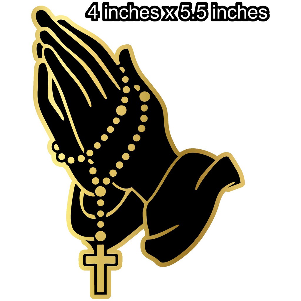 Praying Hands With Rosary Sticker Decals 4x55 Inches Shopee Philippines 7765