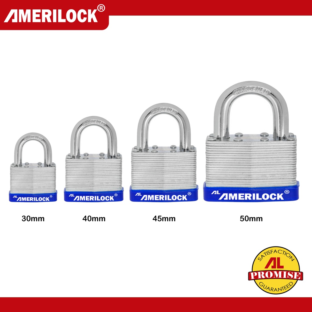 AMERILOCK Laminated Padlock for Gate (30mm, 40mm, 45mm, 50mm) Short ...