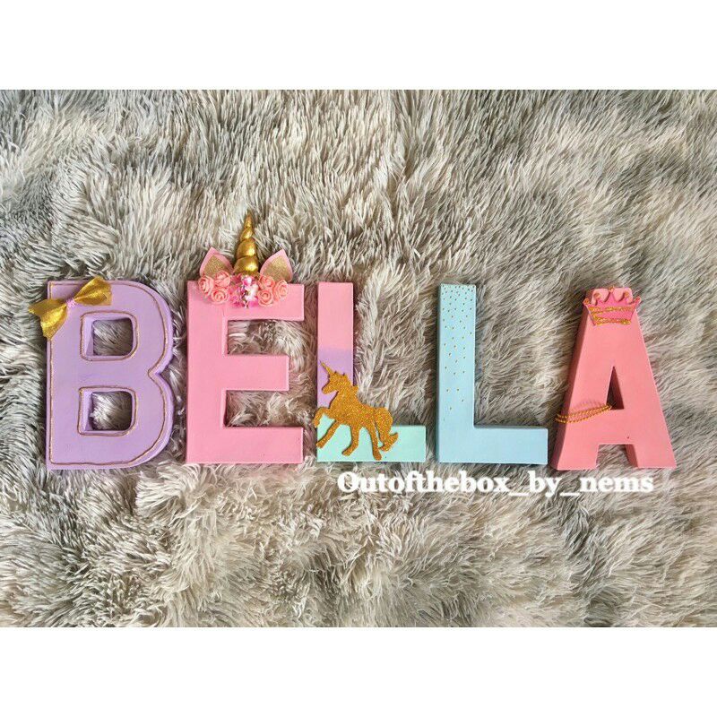unicorn theme letter standee customized painted 6,inches Shopee