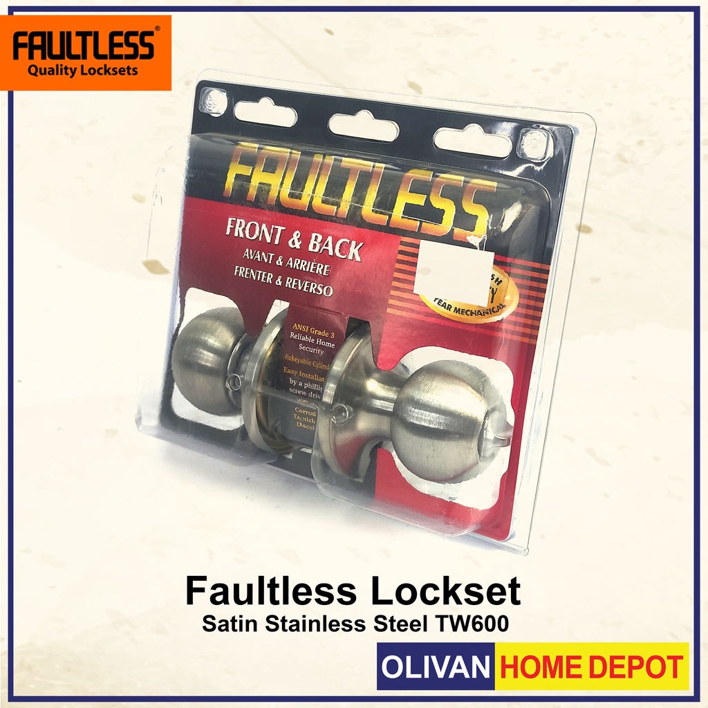 FAULTLESS Entrance and Privacy Tubular Lockset TW600/800 Satin ...