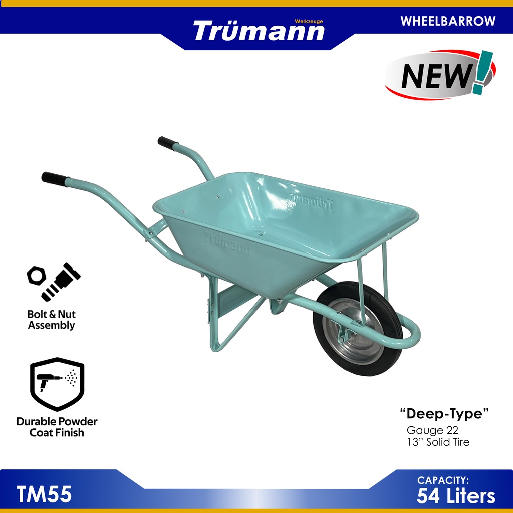 TRUMANN Wheelbarrow DeepType 13" Solid Tire with Double Ball Bearings