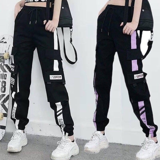 Black Cargo Pants Female Summer Slimming Student Korean Style