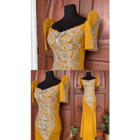 Gold filipiniana hot sale dress