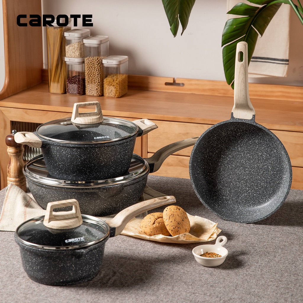CAROTE Non Stick pan kitchen cookware set 4 pcs Kawali wok pot DieCast