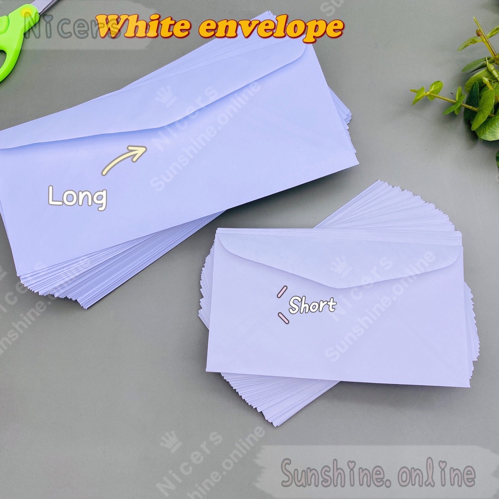 Approx 48pcs /pack Classic White Envelopes Standard Long Short | Shopee ...