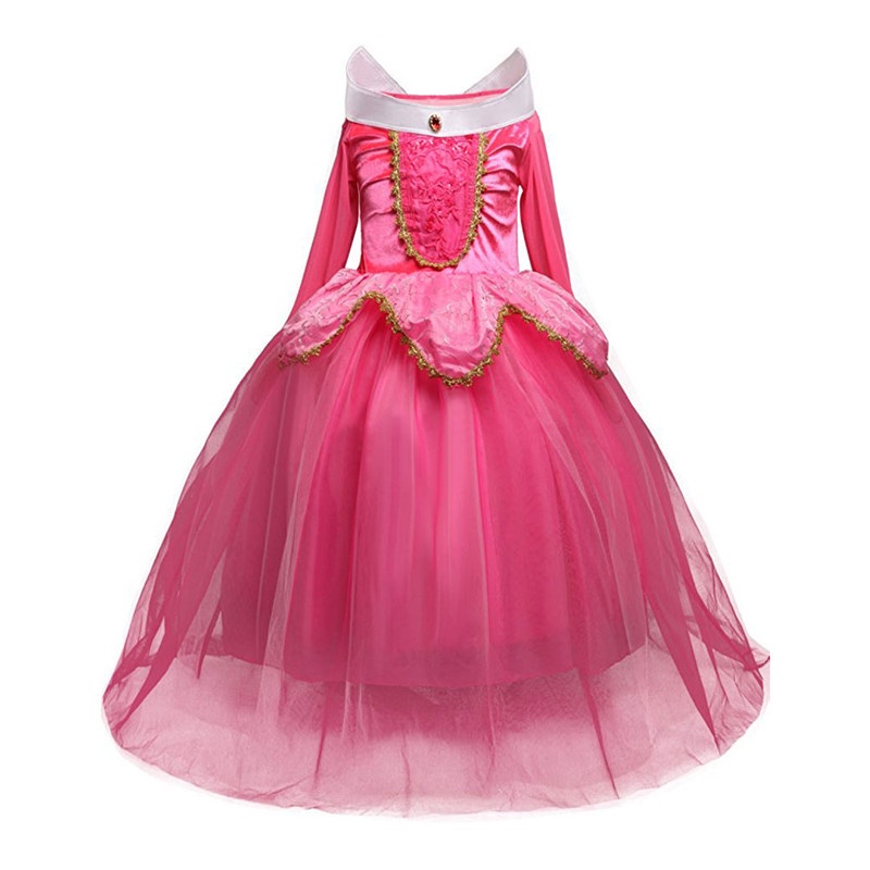 WFRV Girls Sleeping Beauty Aurora Princess Dress Long Sleeves Lace Robe ...