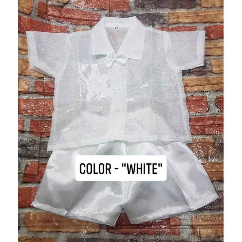 Baptismal Polo Barong for Boys - Bear Embroidery Design @ wholesale ...
