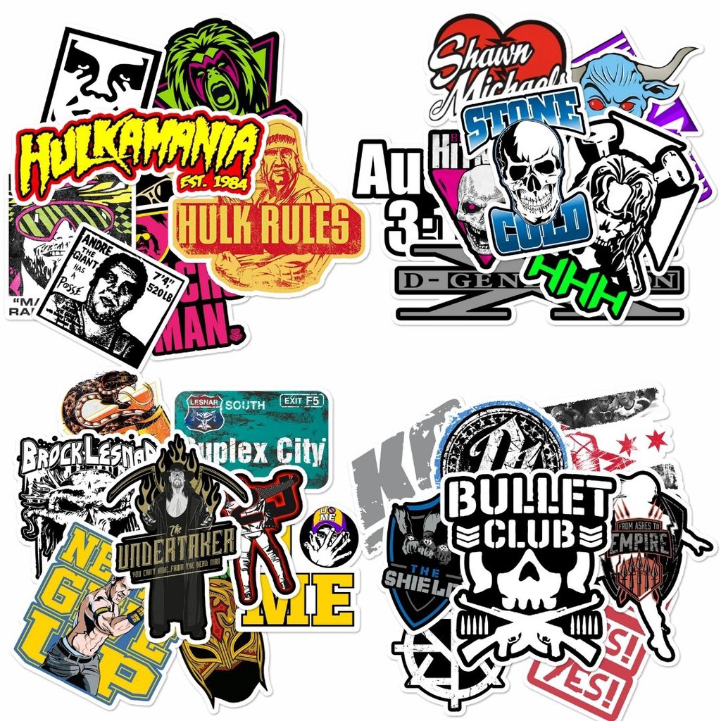 (BUNDLE OF 4) WWE Wrestling Superstars Vinyl Sticker Packs - 80's, 90's ...