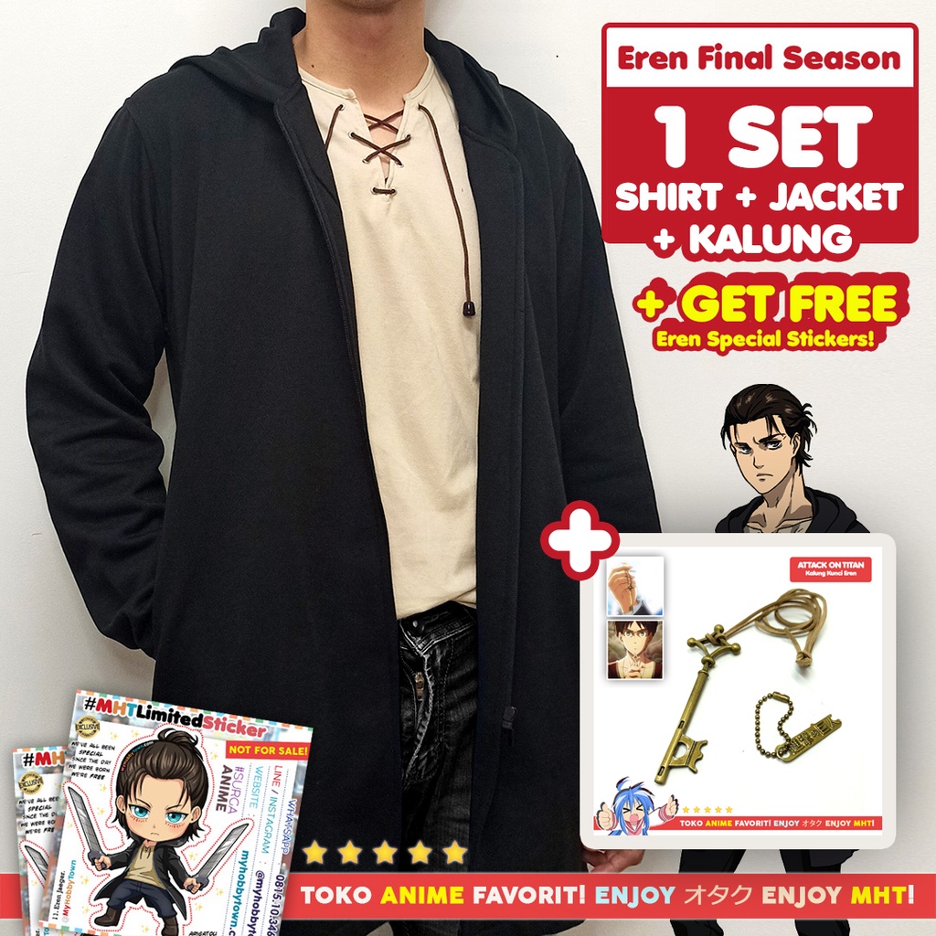 Aot Attack On Titan Hoodie Jacket Eren Yeager Final Season Yaegerist SET T Shirt Cosplay MyHobbyTown Shopee Philippines