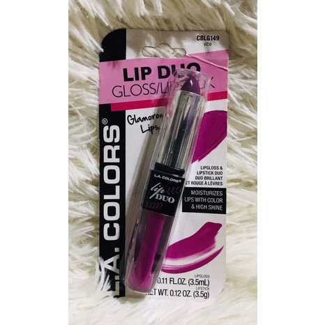L.A. Colors Duo Lip Gloss Lipstick Cblg149 Vibe Pink/Purple Moisture Shine