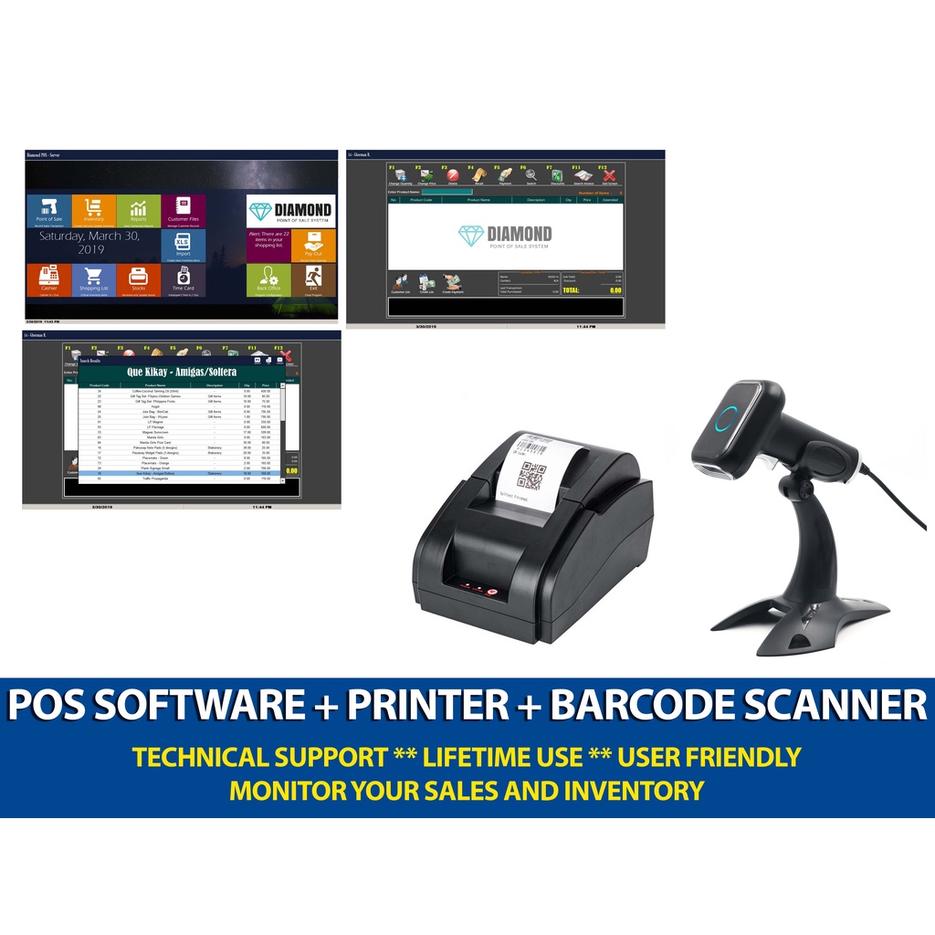 POS SYSTEM + THERMAL PRINTER + BARCODE SCANNER (FOR GROCERY, KMART, HARDWARE OR ANY RETAIL & WS