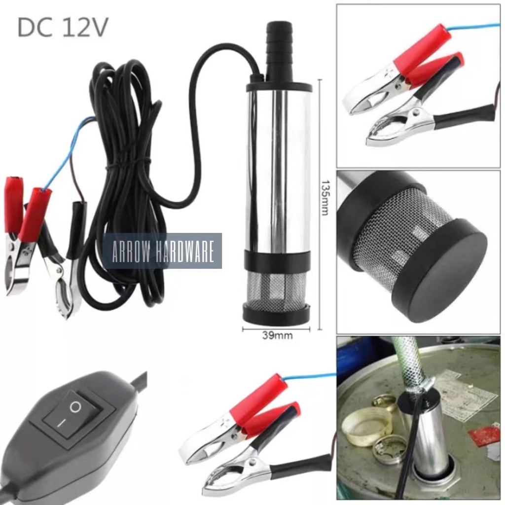 12V Electric Fuel Water Oil Transfer Pump – 12 L/min – Submersible – Diesel, Kerosene