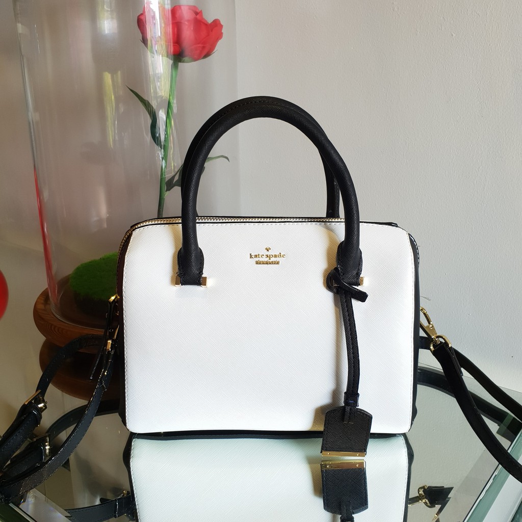 Kate Spade Cameron Street Lane Plain Leather Satchel / Duffle Bag - White  and Black | Shopee Philippines