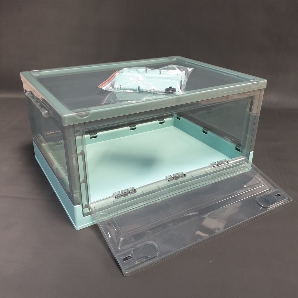 Storage Box Collapsible Stackable with Wheels and Front Door Access ...