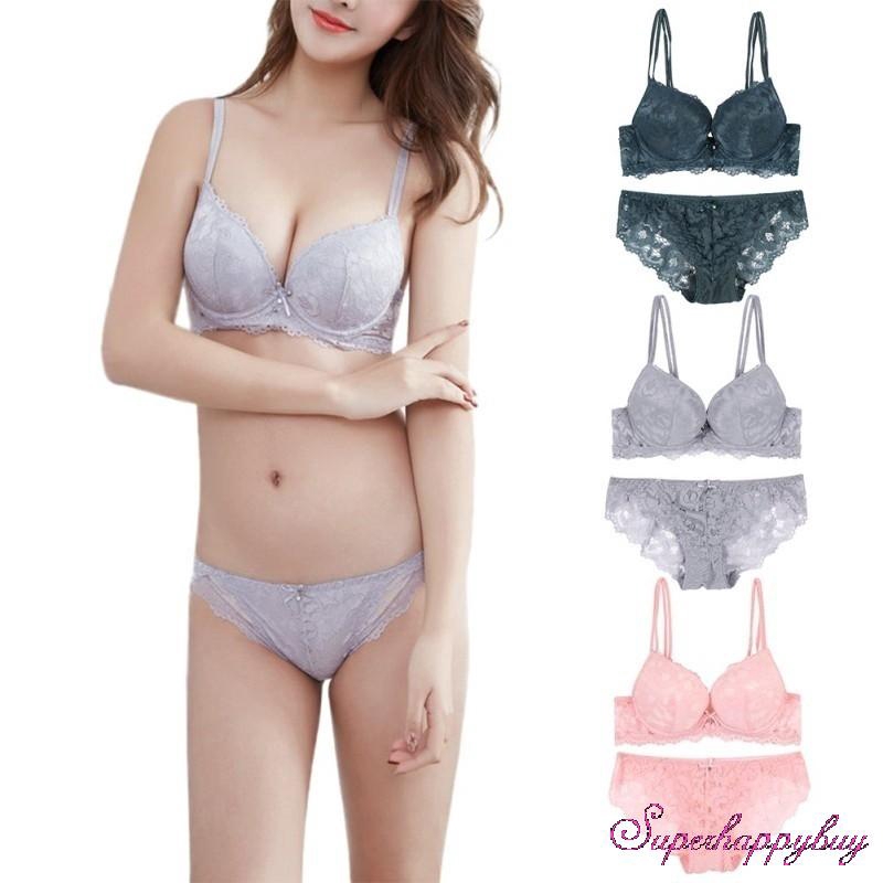 Ultra-Thin Transparent Large Size Underwear Sexy Floral Bra+Panty