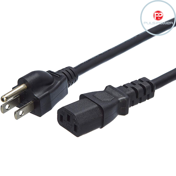 3 pin power extension cords US plug power cable for pc computer 1 Meter ...