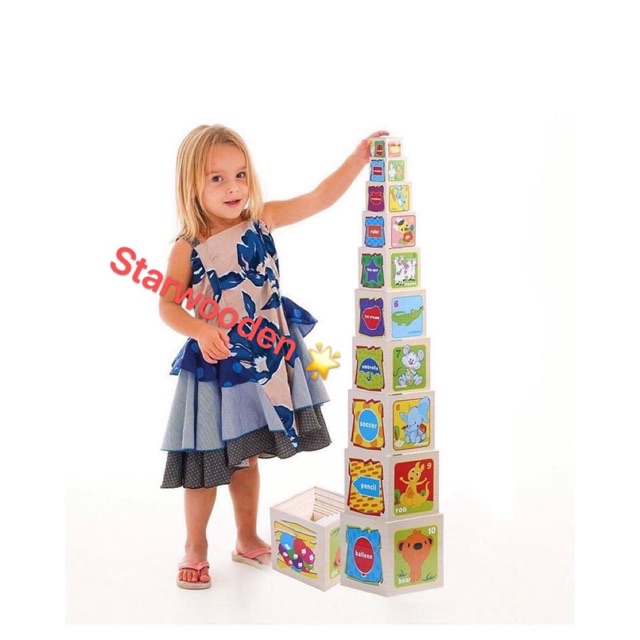 10pcs Nesting blocks Stacking box with shape sorting blocks | Shopee ...