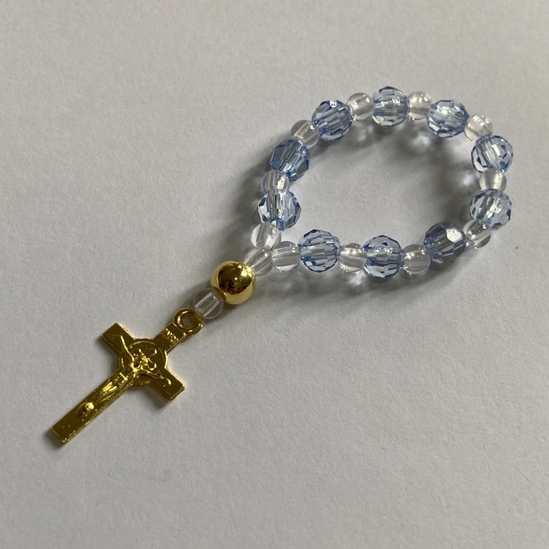 Guardian Angel Blue Rosary with Box Baptism Christening Communion Gift by K  並行輸入品 通販