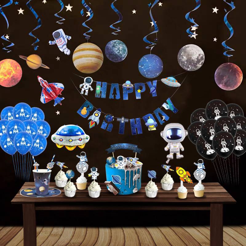 Children’s Birthday Party Cartoon Astronaut Theme Spaceship Rocket