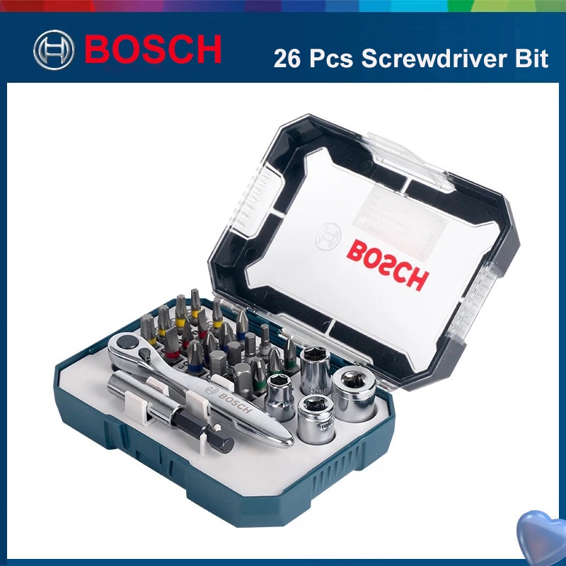 Bosch 26pcs Screwdriver Bit and Ratchet Set Accessories Electric ...