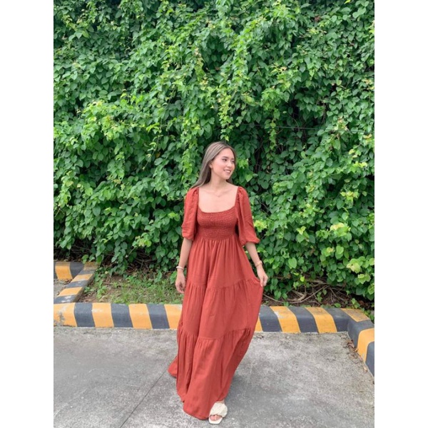 SQUARE NECK London Filipiniana Longdress Vintage Puff for Maternity Casual Wedding Debut Church BKK Shopee Philippines